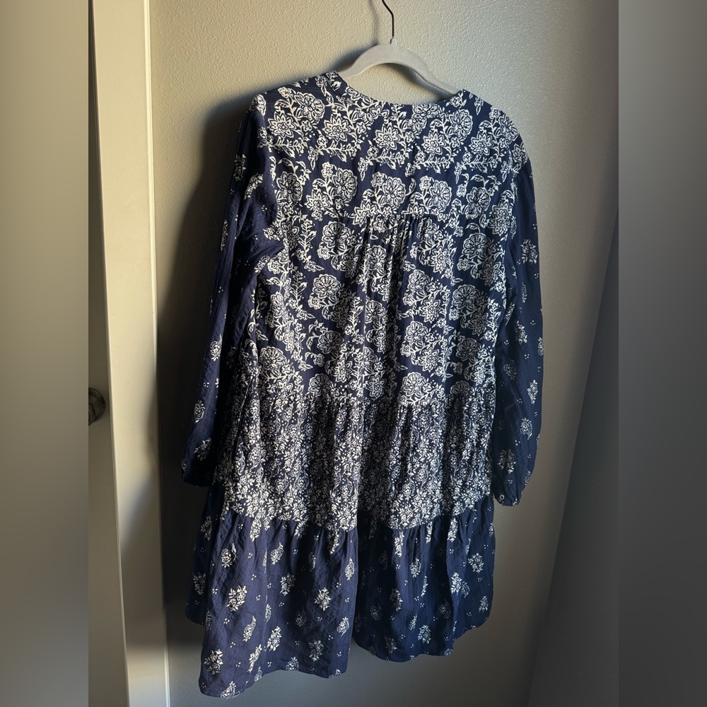 Anthropologie Navy Blue Floral Mini Dress - Picture 8 of 11